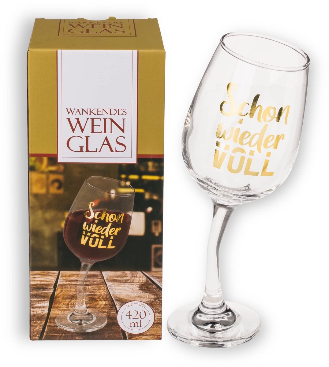 Dailygoods- Wijnglas Grappig Wankelend Design - Cadeau voor Wijndrinkers - Capaciteit 420 ml - Diameter 8,5 cm - Hoogte 22,5 cm - Geschikt voor Diverse Gelegenheden - Wijnbeker