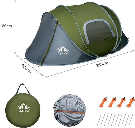 Night Cat Werptent 2 Personen Waterdicht: Kampeer Tent voor Outdoor Sport Picknick Wandelen Reizen Groen van Night Cat — afbeelding 4