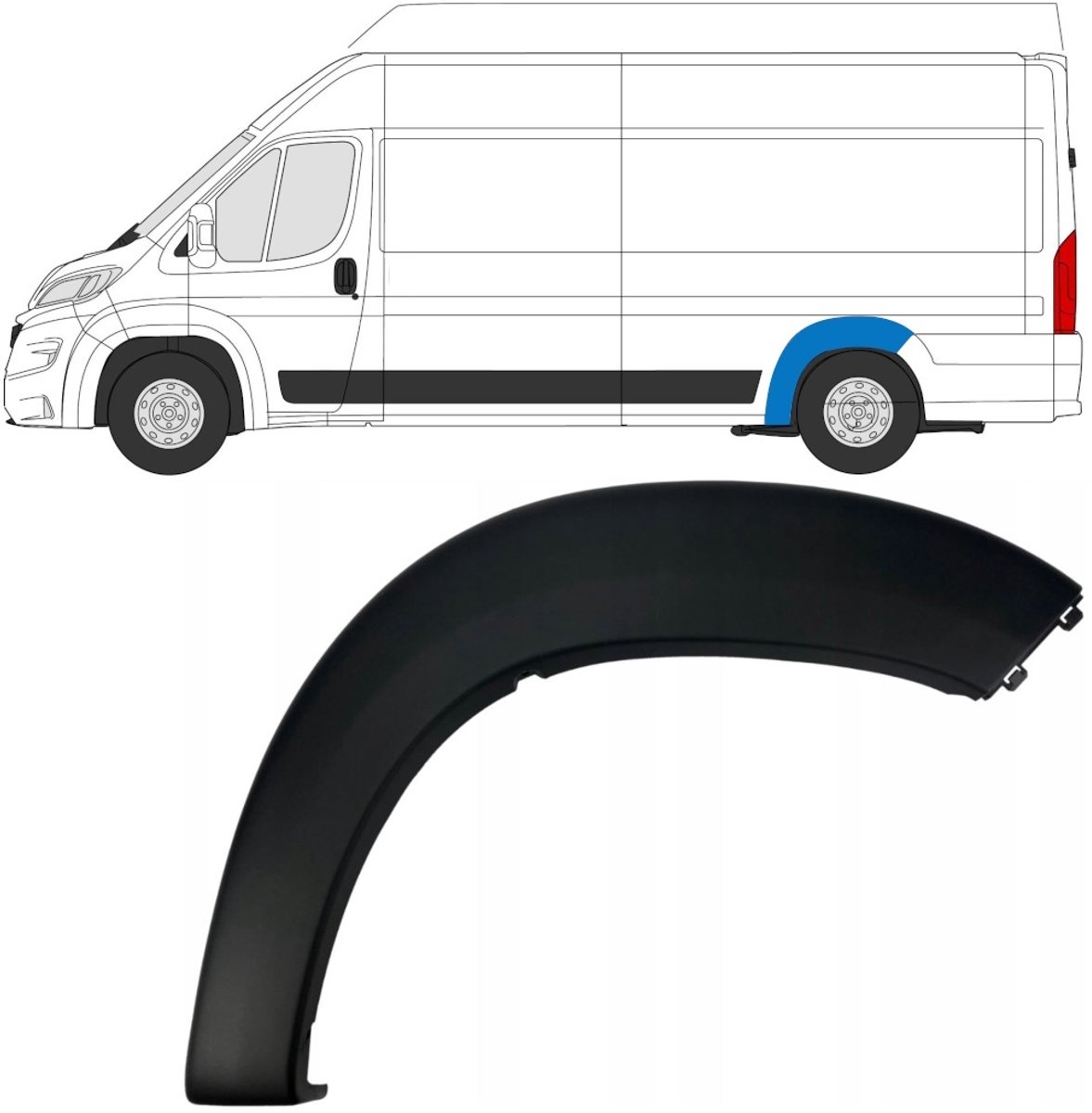 Zijlijst sierlijst achterspatbord voor Opel Movano 2021- / Links