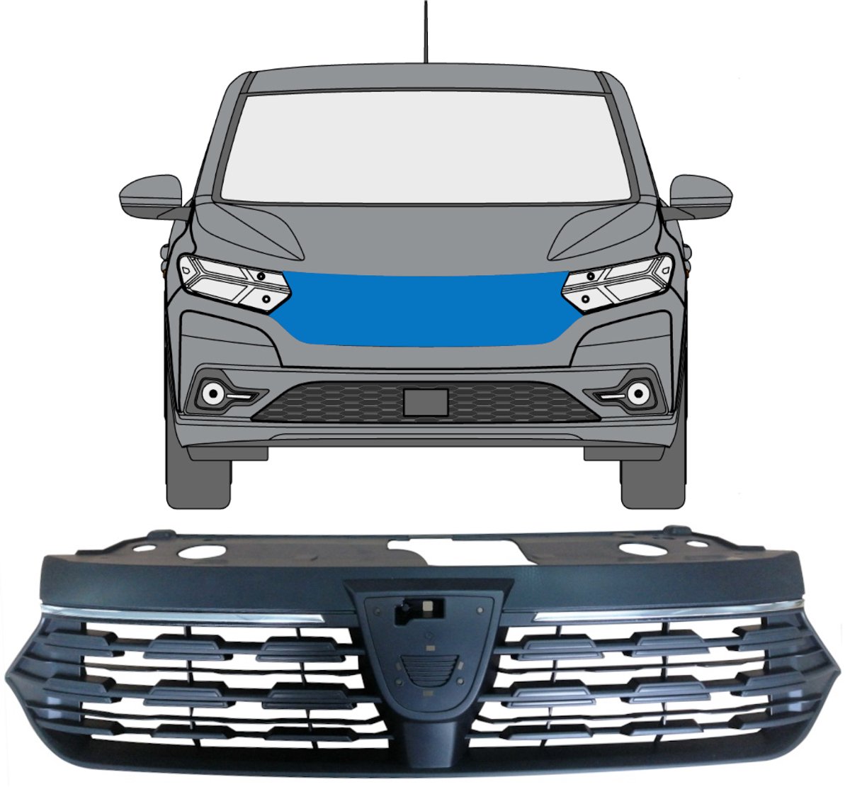 Grill voor Dacia Logan 2021-