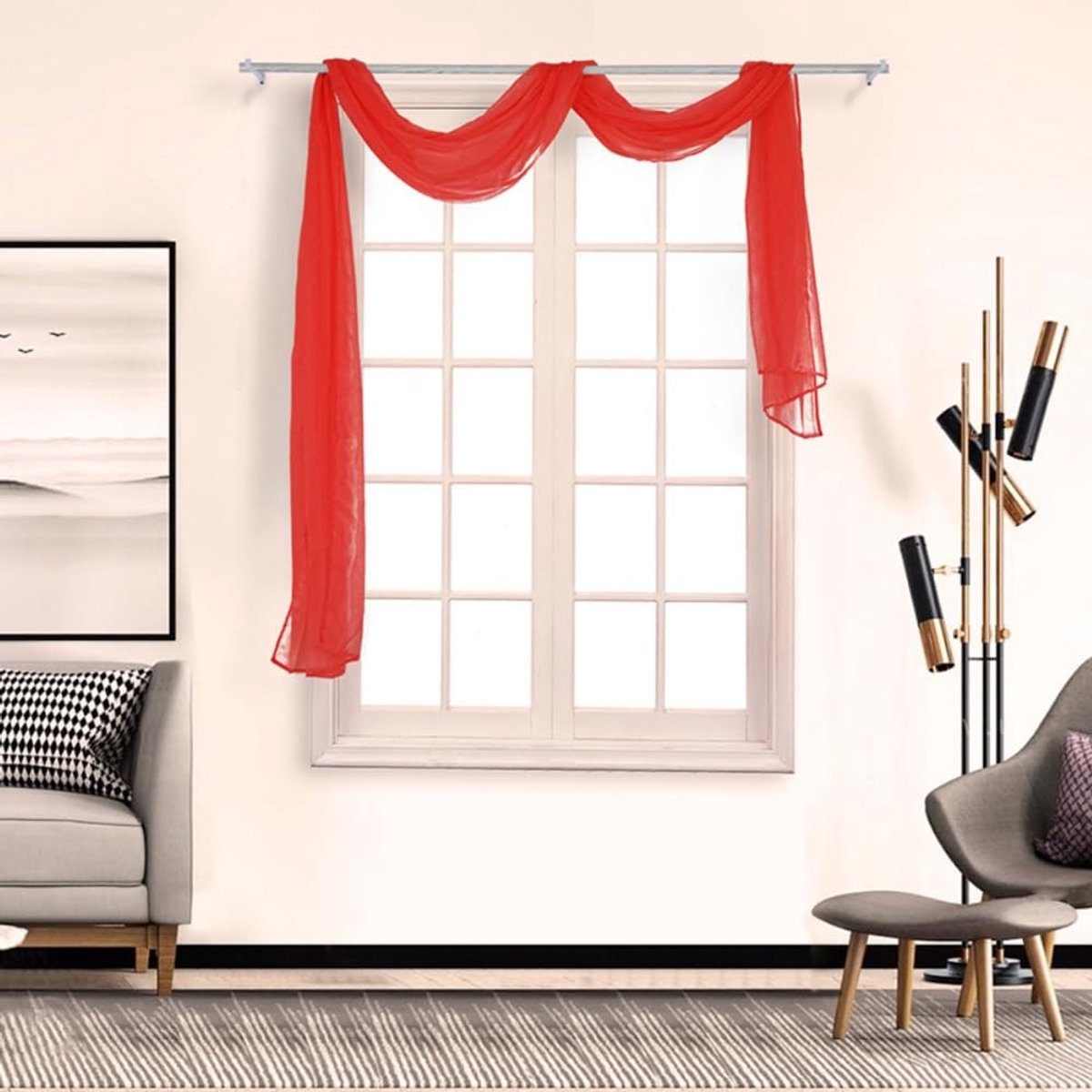 Dailygoods- Gordijnsjaal Transparant - Decoratieve Sjaal - Vitrage - Feestdecoratie - Bruiloft - 90 cm x 500 cm - Polyester - Decoratie