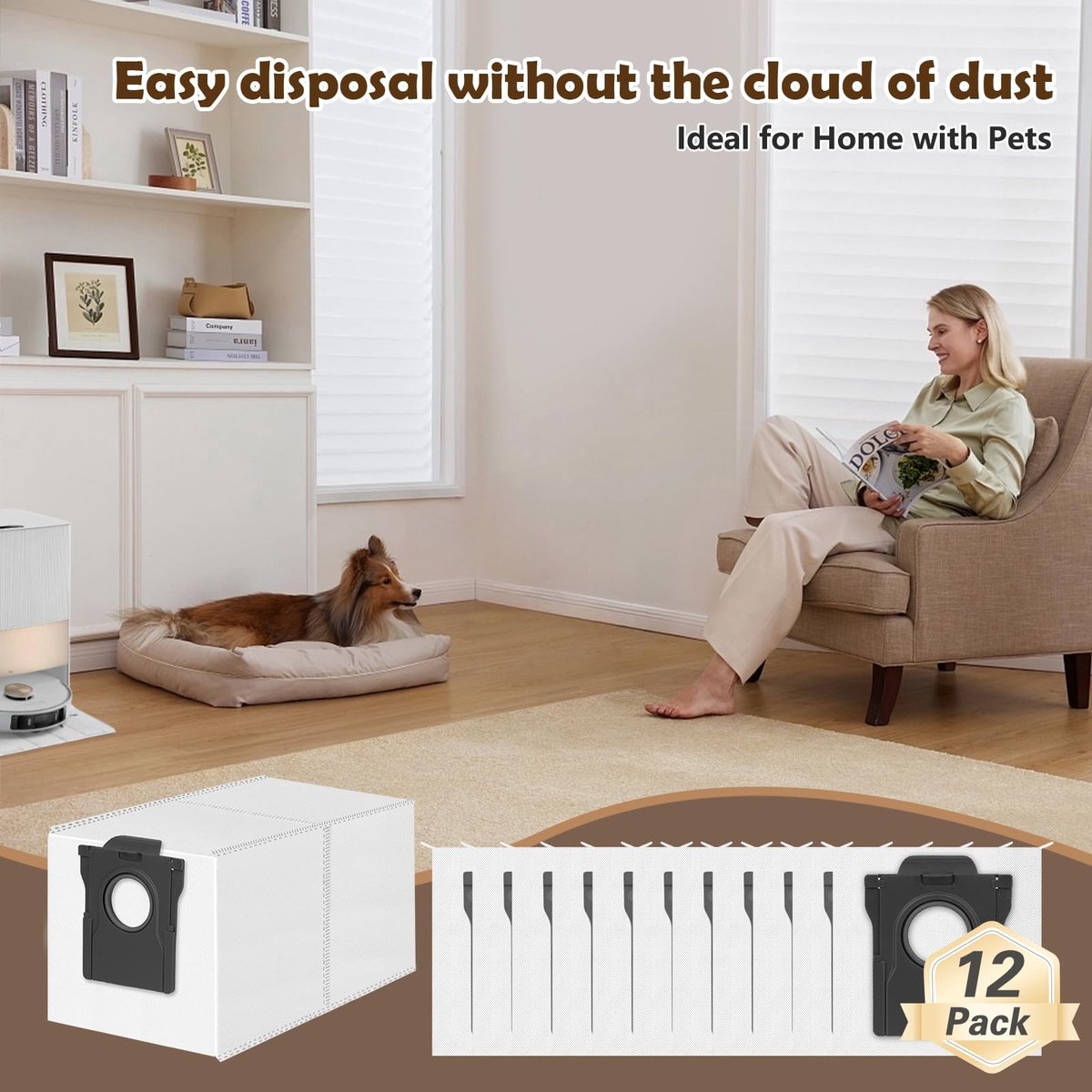 Dailygoods- Stofzuigerzakken Premium Kwaliteit - 12 Stuks - Compatibel met Dreame L20/X40/X50 Ultra - Grote Capaciteit - Lange Levensduur - Perfecte Pasvorm - Stofzuigerzak