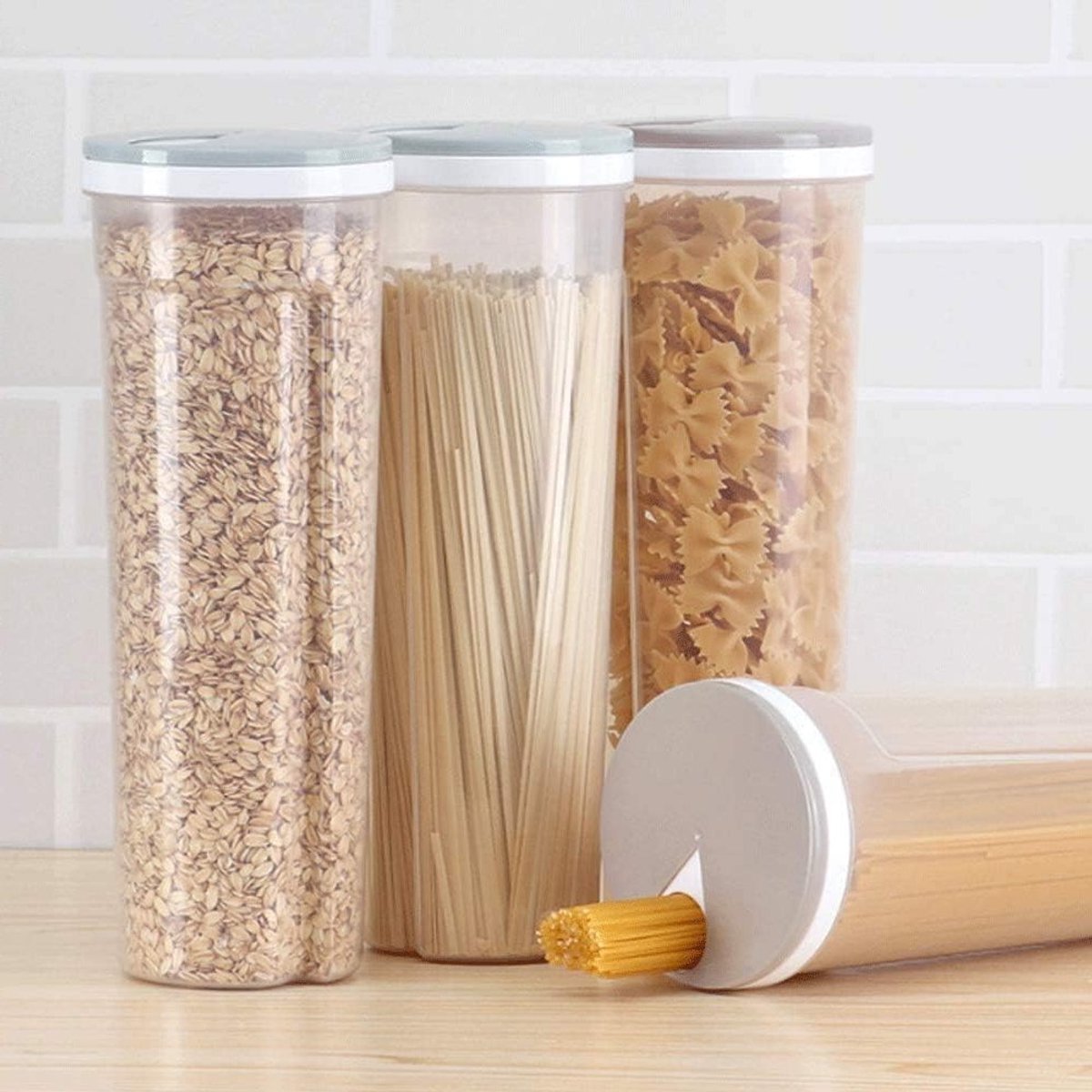 Opslagdoos voor spaghetti en pasta, multifunctionele container voor snacks en muesli, 10.5 x 28.7 cm, ideaal voor droge voeding en suiker, kleur willekeurig