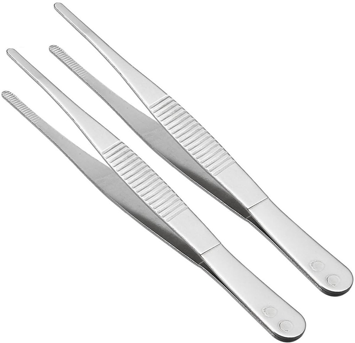 Dailygoods- Pincet 12,5 cm - Roestvrijstalen Pincet - Rechte Stompe Pincet - Gekartelde Tips - Multifunctioneel Gereedschap - Duurzaam en Veilig - Keukentang