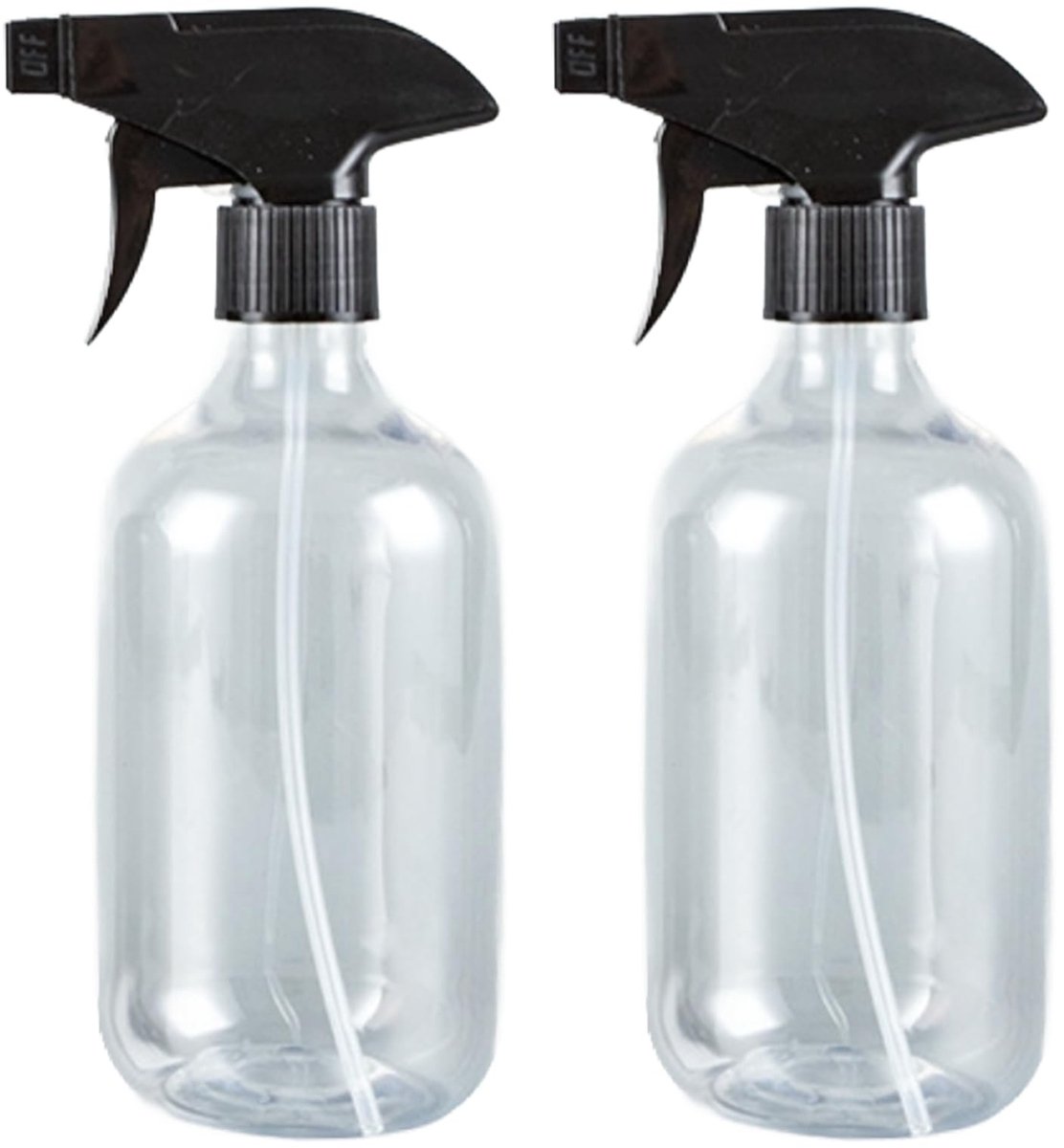 Dailygoods - Boston 2 Spuitflessen en Watersproeier - 500 ml Transparant met Verstelbare Sproeikop