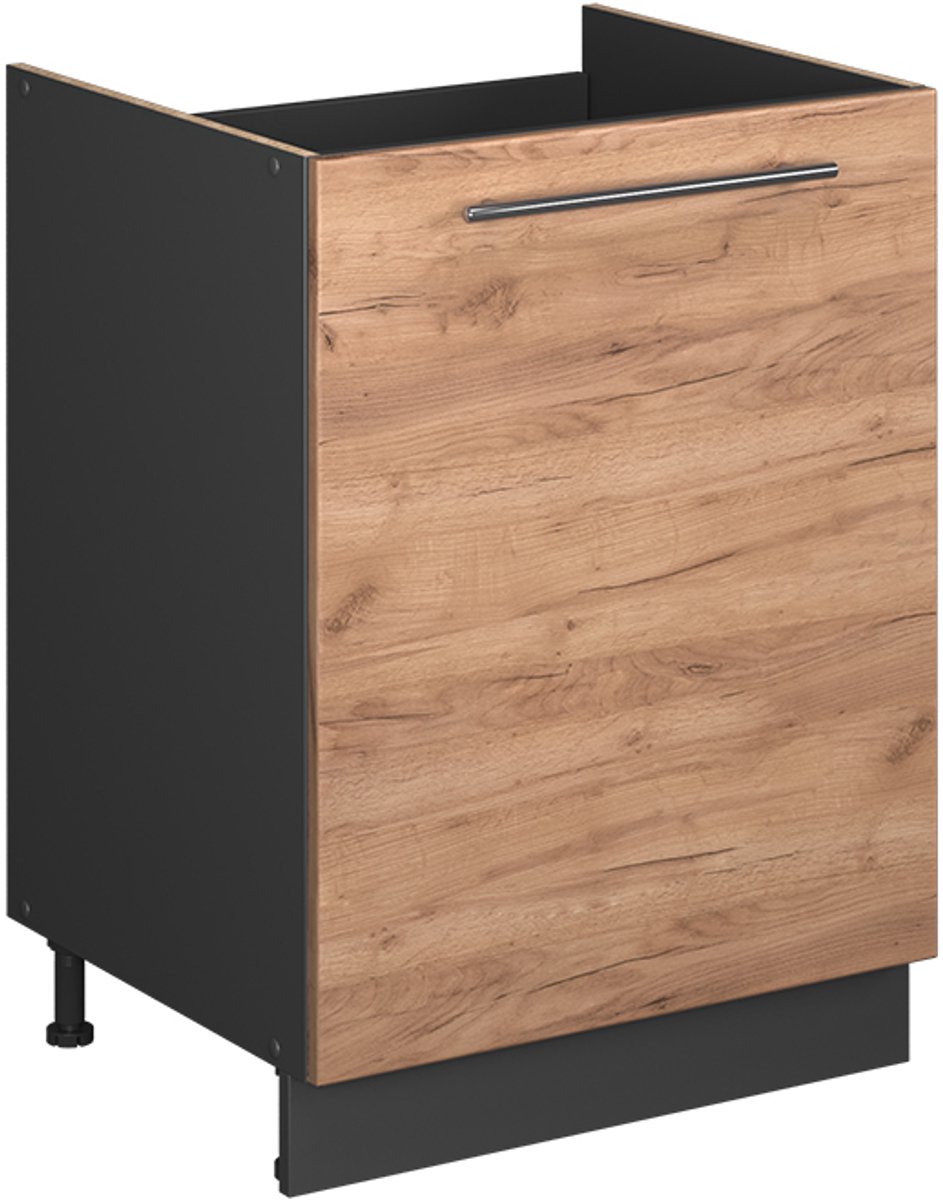 Vicco Wastafelkast Fame-Line, Goudkleurig Eiken/Antraciet, 60 cm
