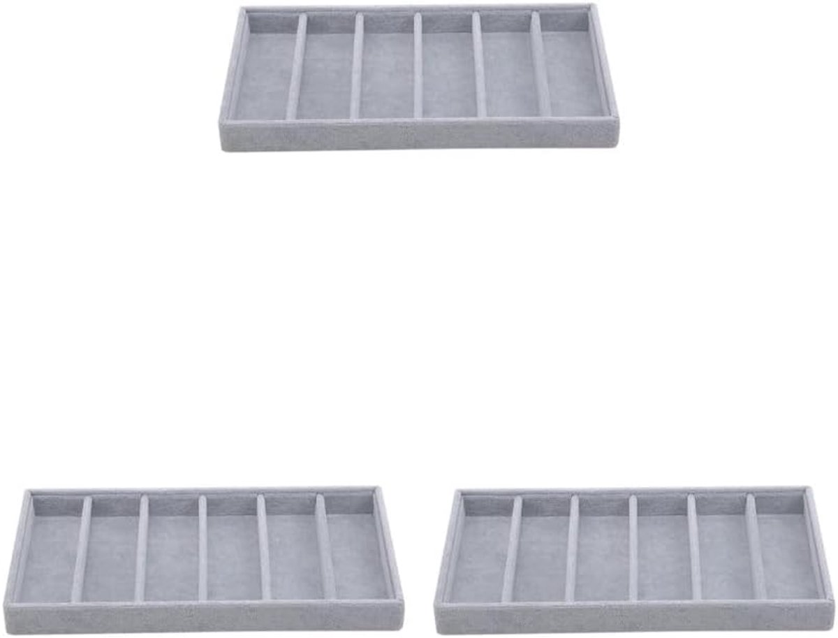 Bril Organizer - Sieraden Houder - Opbergen Accessoires - 6 Sleuven - 38cm x 18.5cm - Grijs