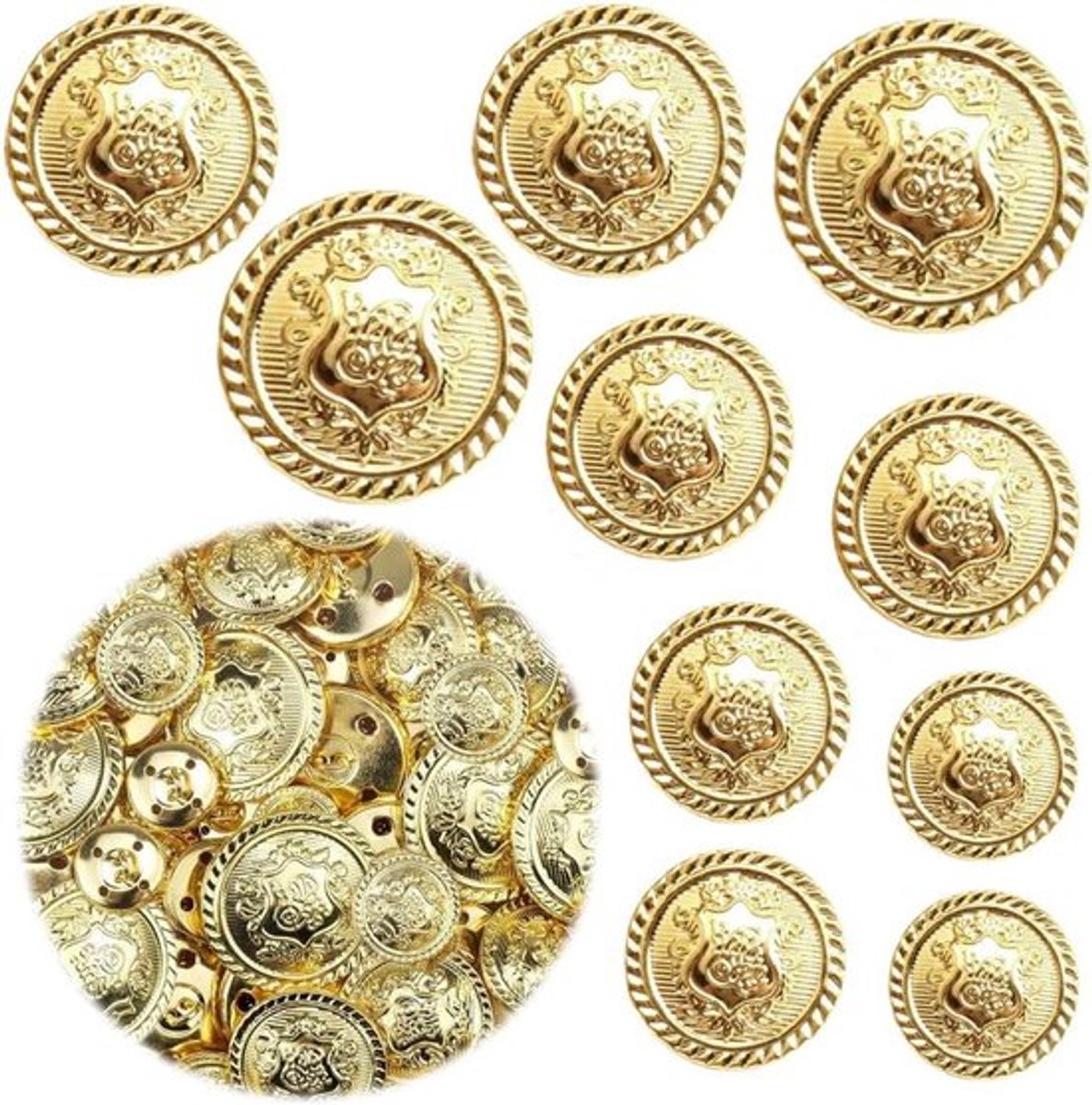 Vintage gouden blazerknopen set met 50 stukken
