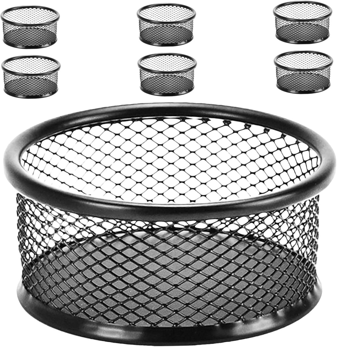 Paperclip Houder - Bureau Organizer - Kantoor Organiseren - Stevig Gaasontwerp - 9x9x4 cm - Zwart