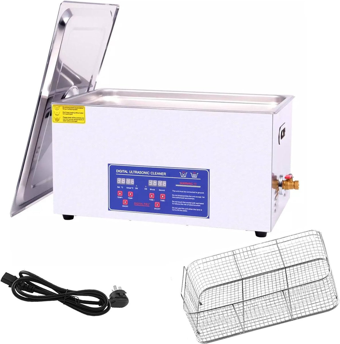 Ultrasone Reiniger - Schoonmaakapparaat - Diepe Reiniging - Digitale Timer Verwarming - 10L Capaciteit - Zilver