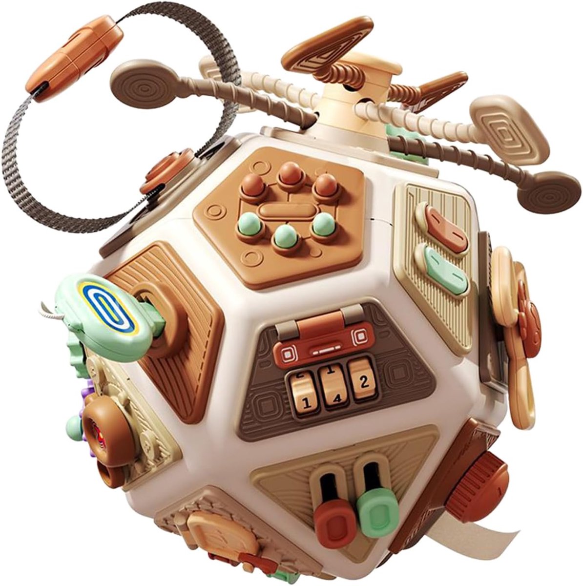 Activiteitskubus Baby - Educatief Speelgoed Peuters - Motorische Ontwikkeling - Zintuiglijke Stimulatie - 19.2 x 19.2 x 21.5 cm - Meerkleurig