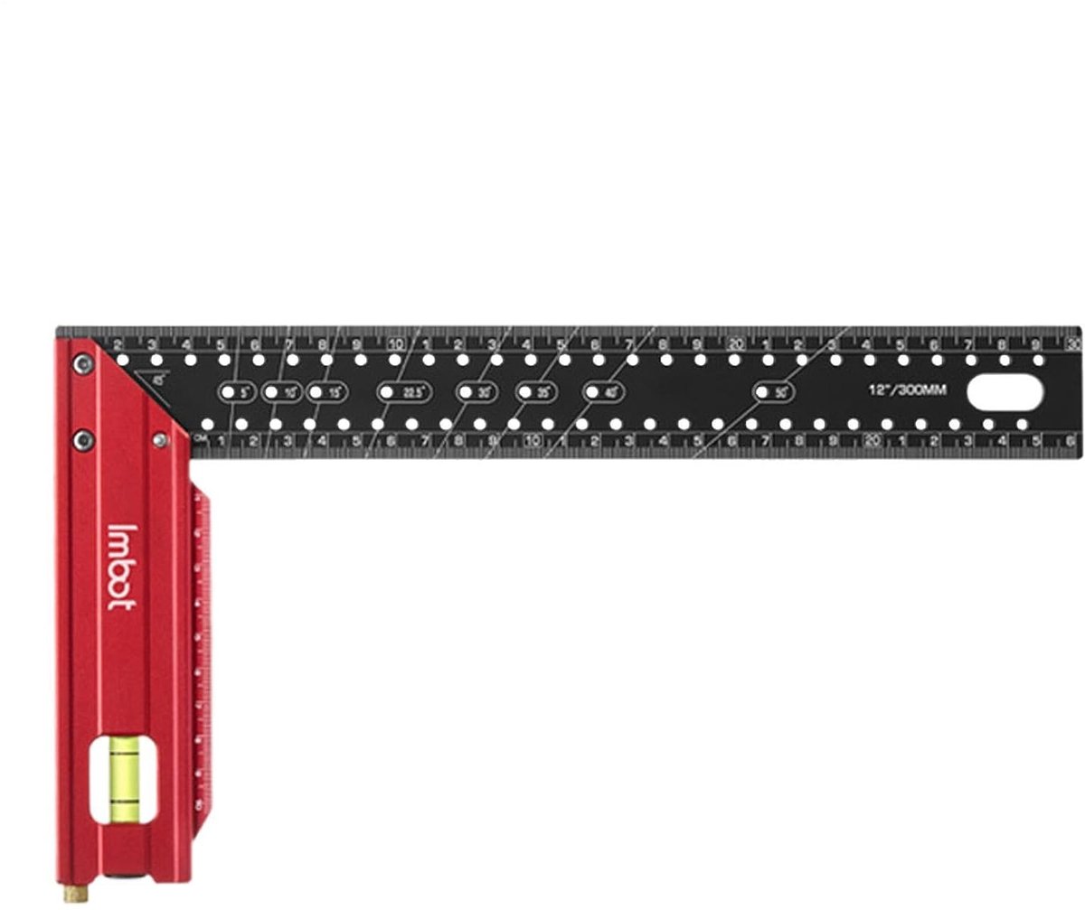 Meetgereedschap Houtbewerking - Markeringsliniaal Timmer - Nauwkeurig Tekenen - Meerrijig Gatsysteem - 30 cm - Aluminium