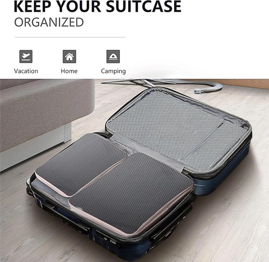 Reis Organizer Set - Bagage Cubes - Kleding Inpakken - Gecomprimeerde Verpakking - 6 stuks - Donkerblauw — afbeelding 3