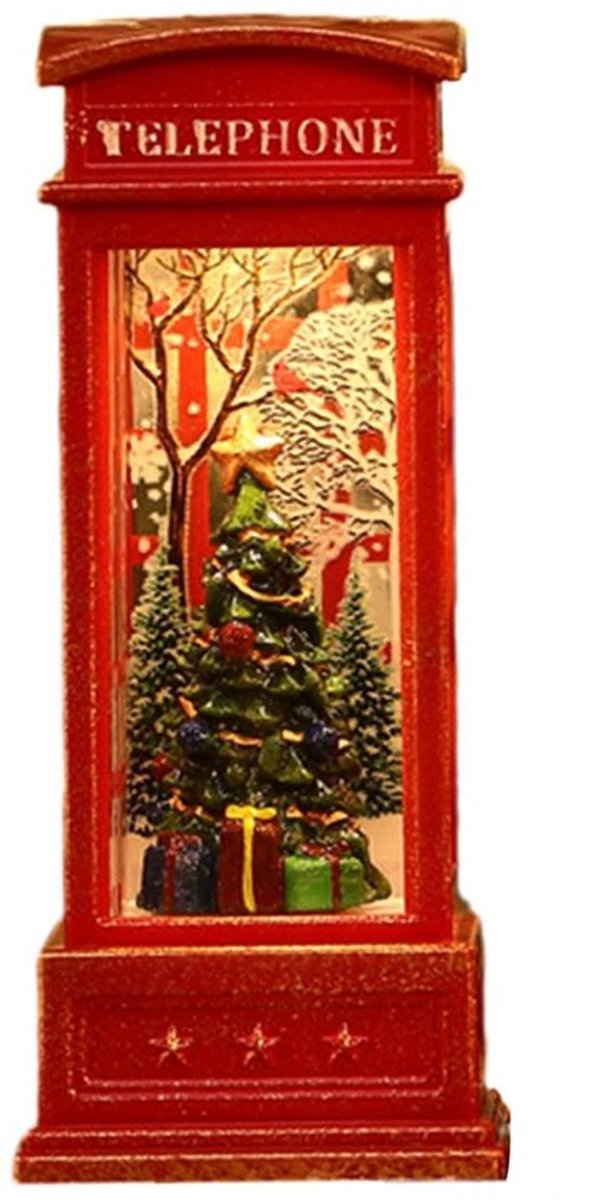 Zeynomax - Sneeuwbol Lantaarn - Lichtgevend Ornament - Rood - Telefooncel