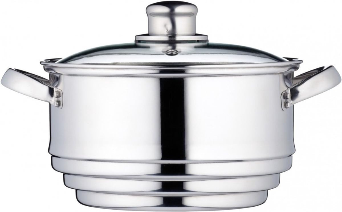 QORA® Stoompot - Snelkookpan - Stoompan - Zilver - 20cm x 20cm x 12cm
