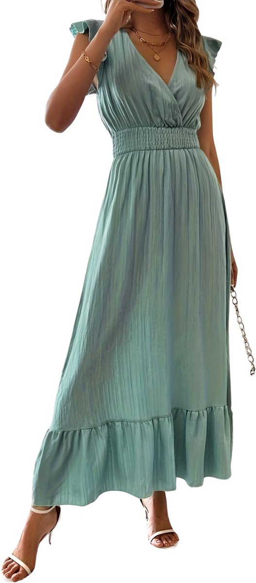 Currero Zomerjurk Dames Zomerjurken Volwassenen Vrouwen Midi Jurk Ibiza Stijl Sundress Dress XL Lichtgroen