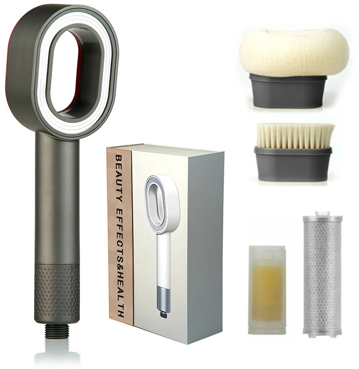 Innovastore Filterdouchekop - Waterbesparende hogedrukspray - Douchekop met filter en borstel - Handdouche - Waterfilterdouche