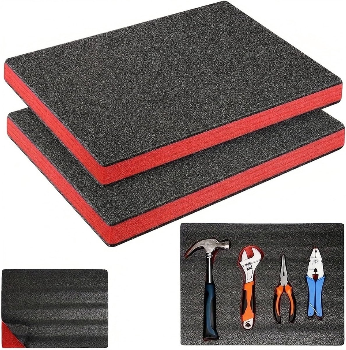 Rasterschuim platen 2 stuks: 400 x 300 x 25 mm kubusschuim voor kofferinleg, bescherming camera en gereedschap, ideaal voor doe-het-zelf en verpakkingen, zwart