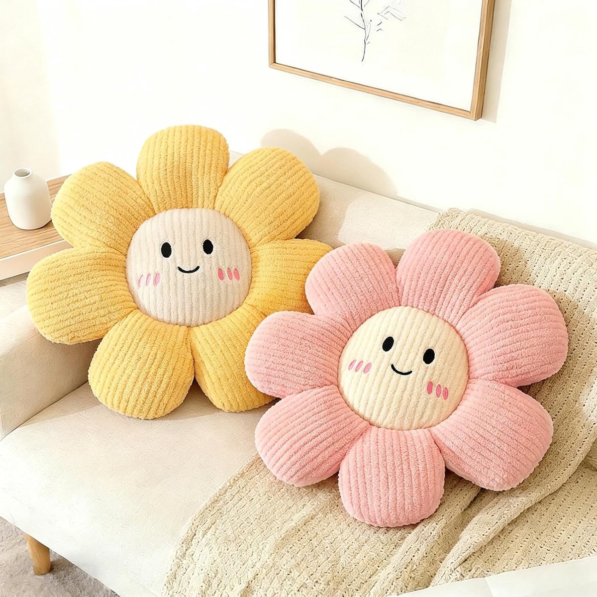 Decoratieve Kussens, 2 Stuks, Witte Roze Bloemen, Ideaal voor Auto, Thuis, Bank en Stoel, Vloerkussens