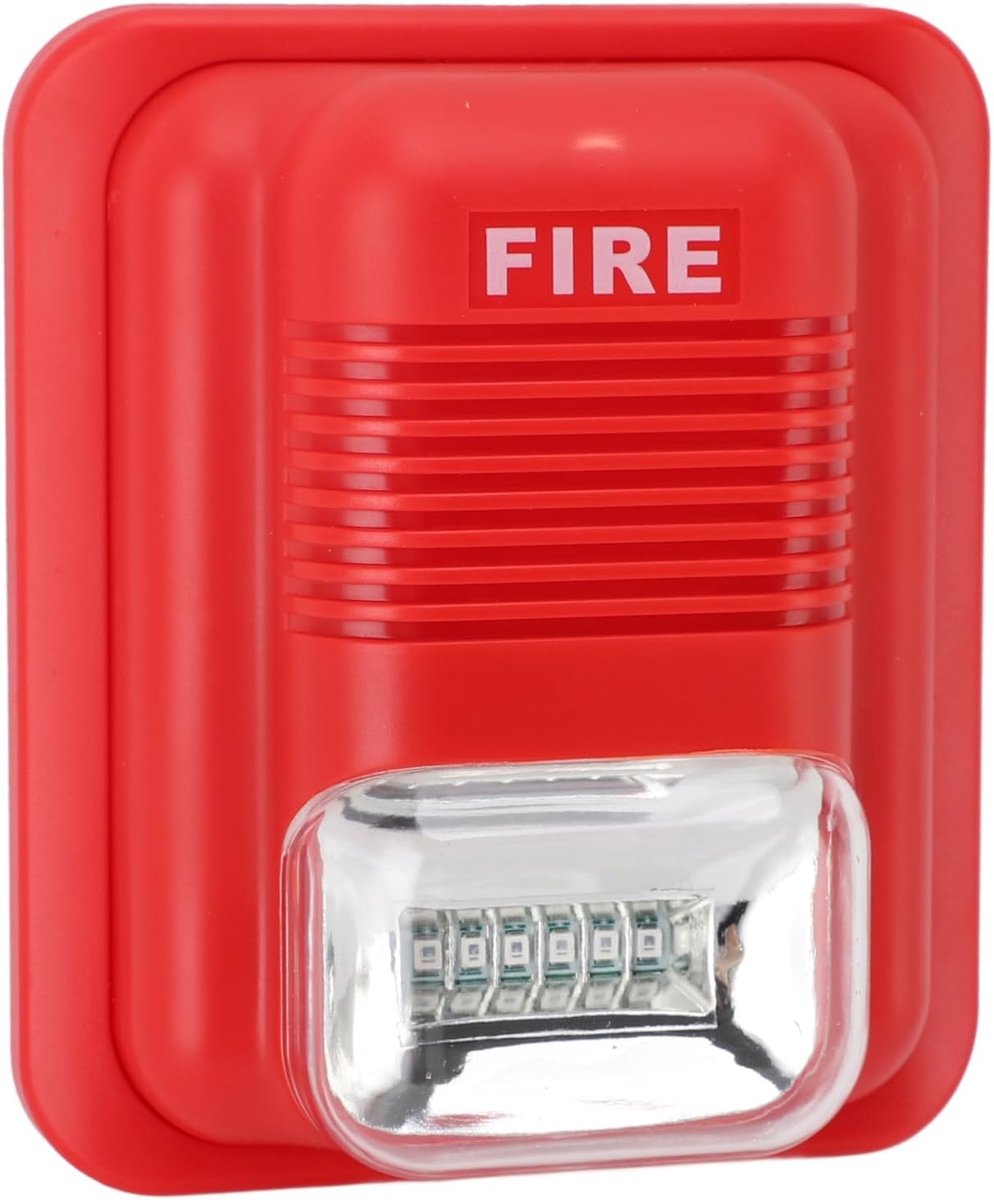 Brandalarm met Licht - Brandmelder Sirene - Noodsituaties Signaleren - Hoorbaar en Visueel - 134x115mm - Rood