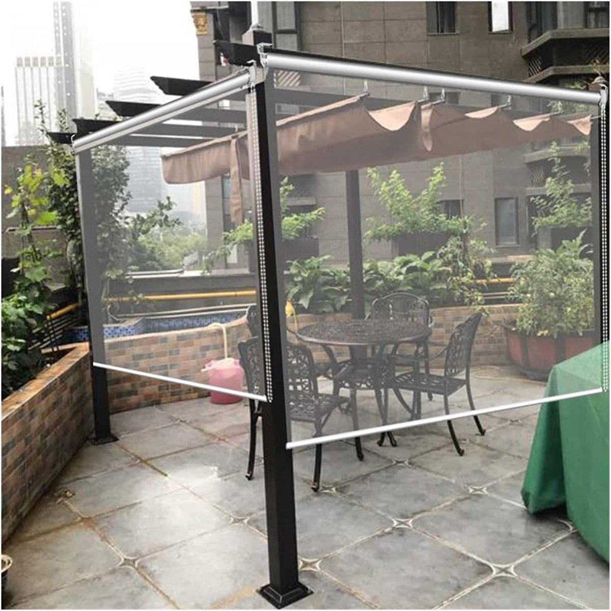 Buitengordijn Rolgordijn - Transparant Gordijn PVC - Balkon Afschermen - Waterdicht Winddicht - 180 cm x 155 cm - Helder