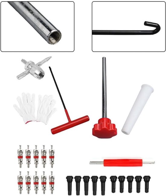 Reparatieset Ventielkern - Bandenonderhoud - Bandreparatie Auto - 26 Delig - 22 x 8 x 5 cm - Multicolor — afbeelding 3