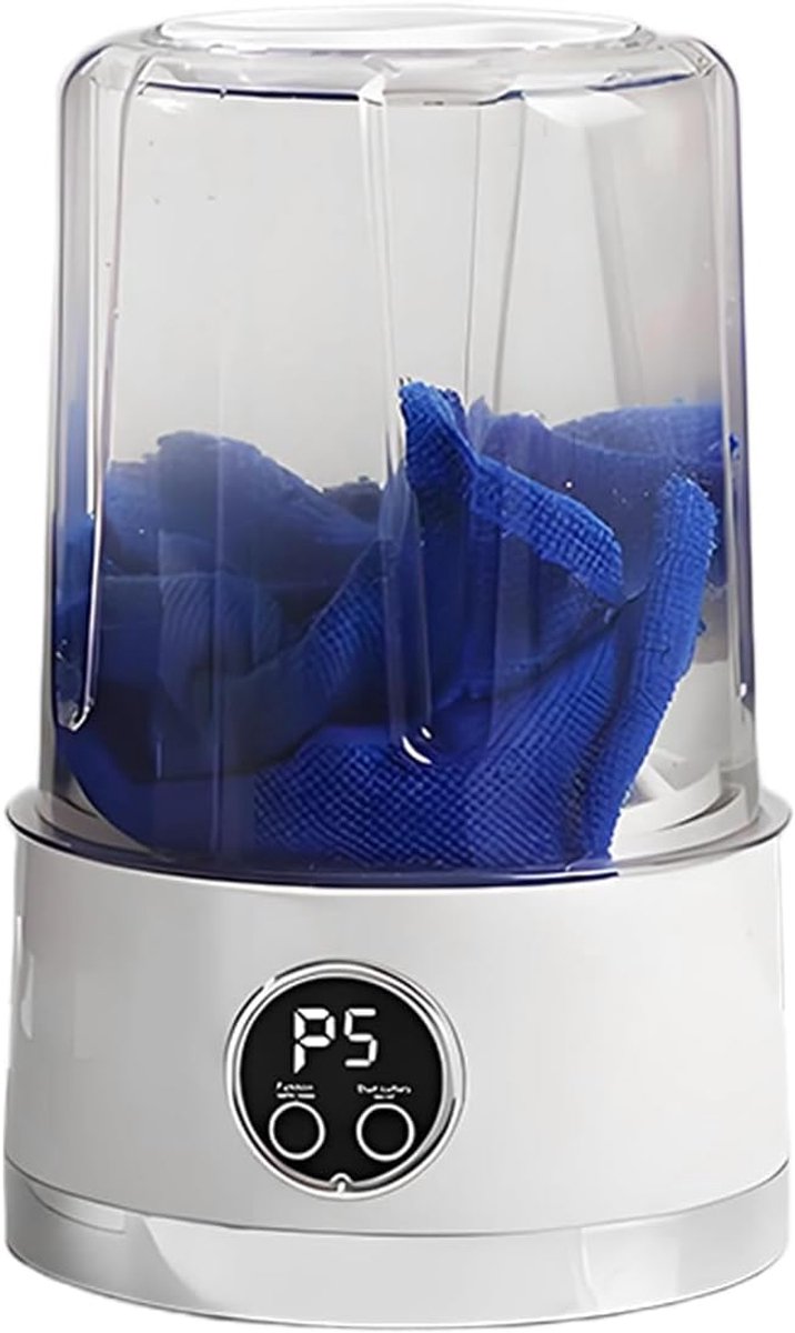 Draagbare Wasunit Mini Wasmachine Ondergoed Reinigen Oplaadbaar Digitaal Display Compact Design Wit