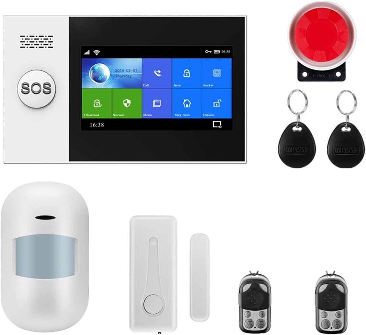Alarm Kit - Beveiligingssysteem Huis - Woning Beveiligen - Wifi GSM GPRS - 4.3 Inch Scherm - Zwart