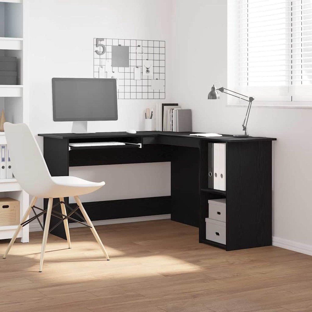 Hoekbureau Hout - Werktafel Bureau - Thuiswerken Kantoor - Modern Design - 120 x 140 cm - Zwart
