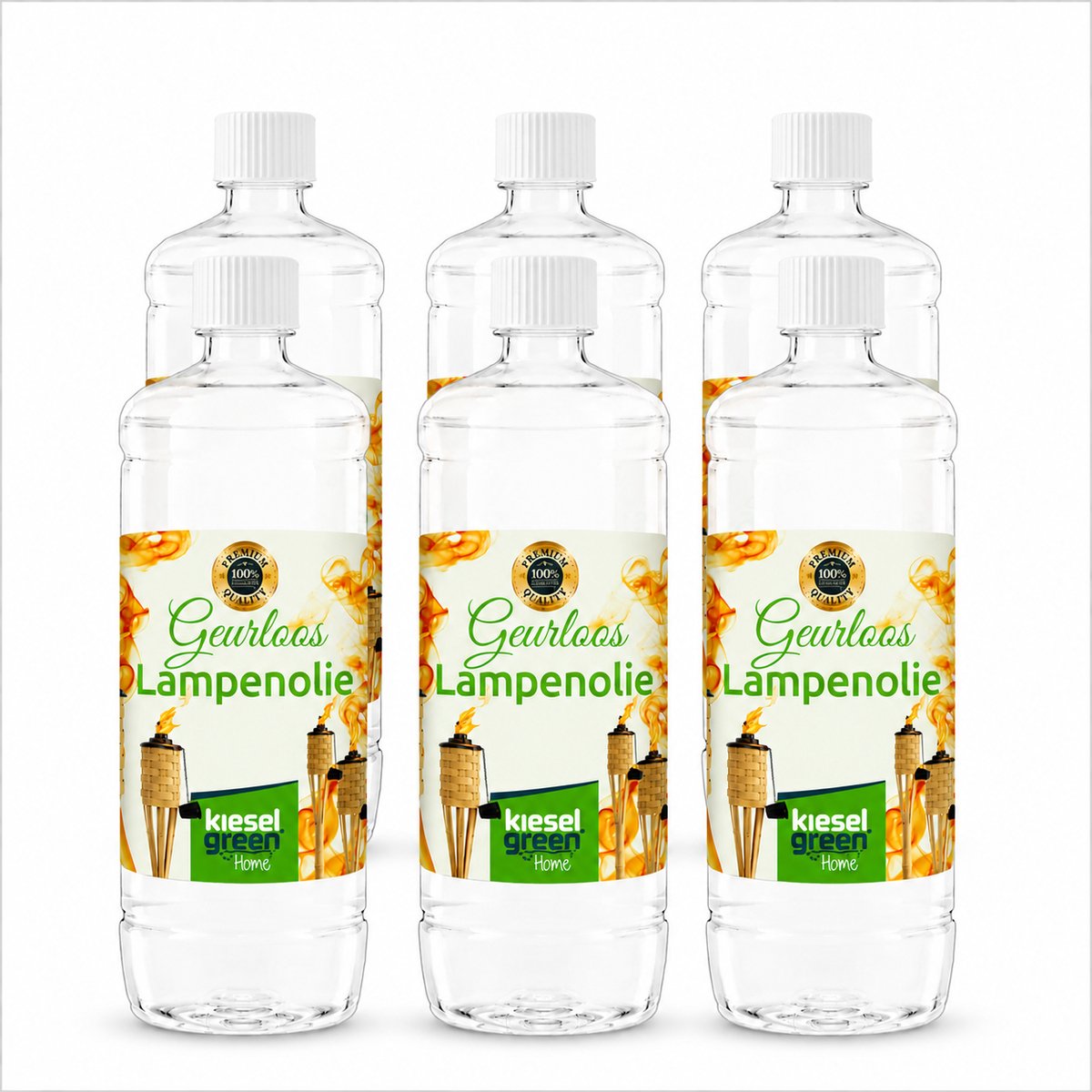 Kieselgreen Lampenolie 6 x 1 liter voor tuinlampen en fakkels geurloze olie met minimale rook en roetvorming