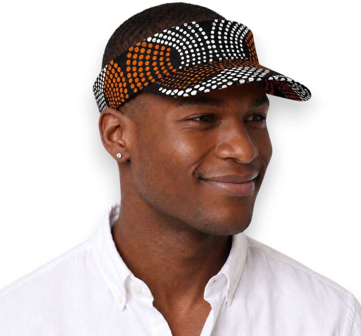 Zonneklep / Pet met Afrikaanse print - Zonnecap - Zomerpet - Sun visor - Bruin Wit Wave Pattern
