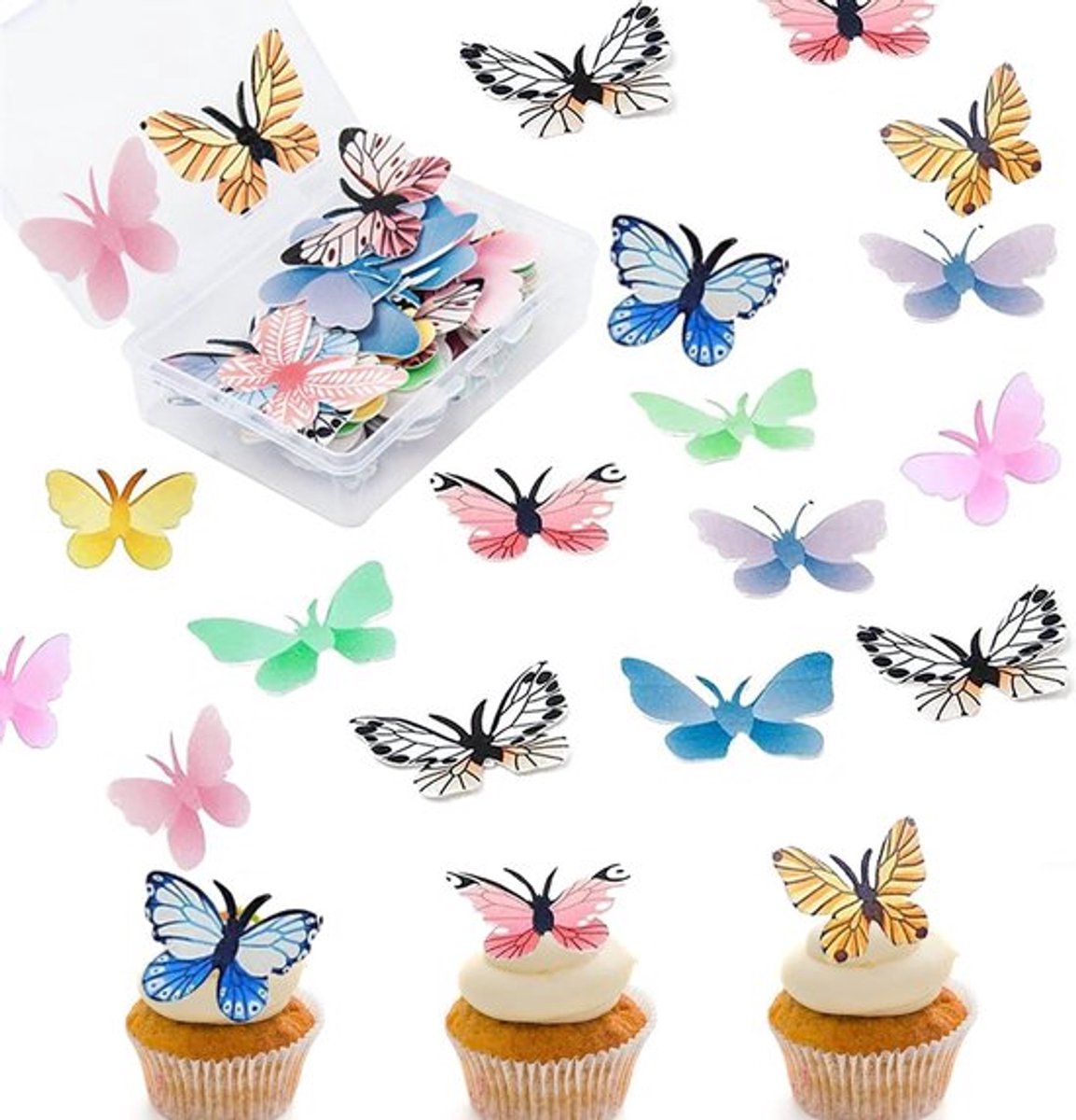 Cosensi- Eetbare Vlinders 72 Stuks - Taartversiering - Taarttopper - Eetbaar