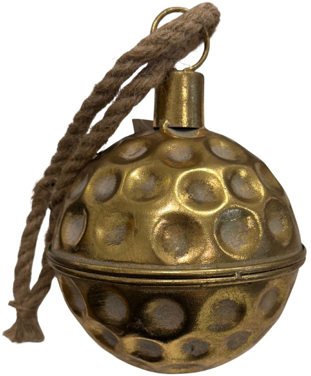 Countryfield decoratieve bal goud met bellen 15cm decoratie.
