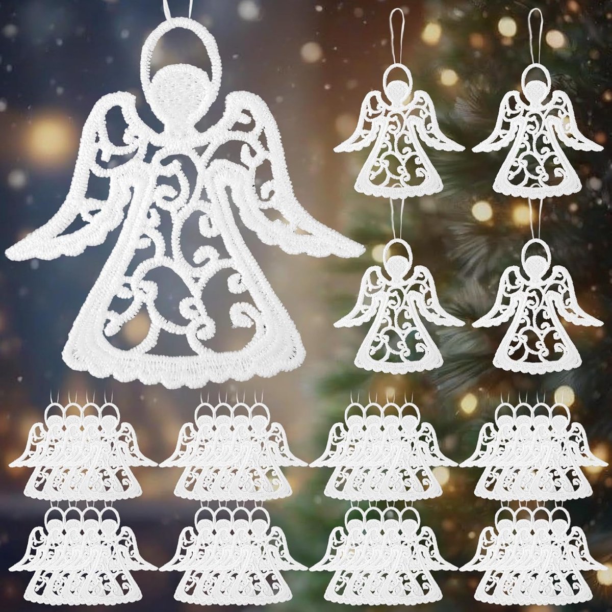 Kerstboomdecoratie 24 Stuks - Engelen Hangers - Hoogwaardige Melkzijde - Creëer een Feestelijke Sfeer - ShopVlot