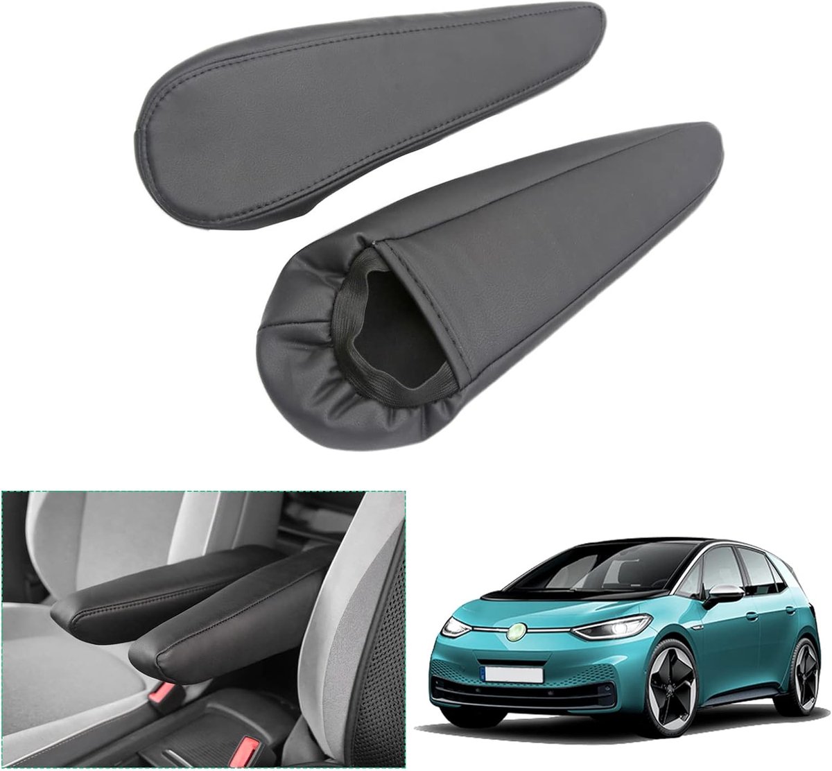 Armsteunhoes set van 2 - Leder - Bescherming voor VW ID.3 ID.4 ID.5 - Verhoogt rijcomfort - ShopVlot