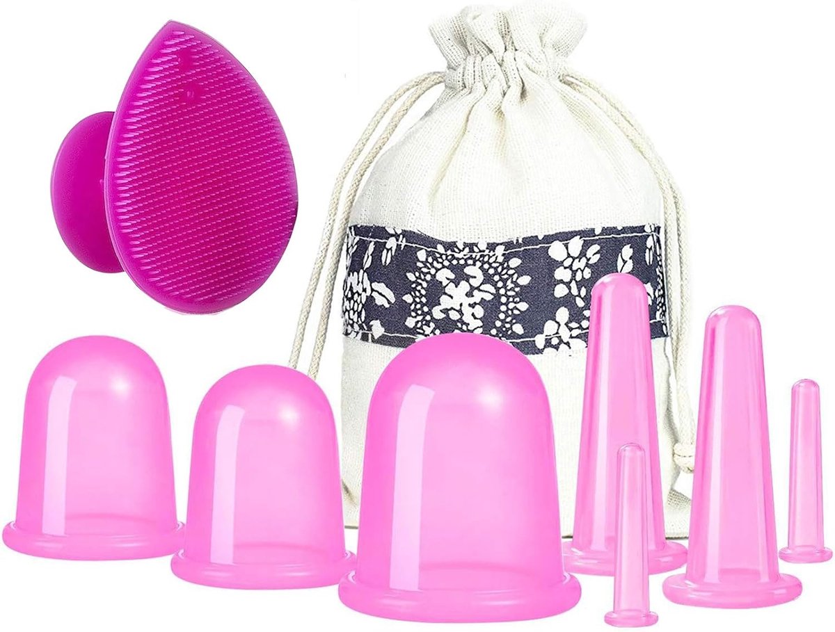 Silicone cups set 8 stuks - gezichtsmassage - verschillende maten - voor ontspanning en huidverbetering - ShopVlot