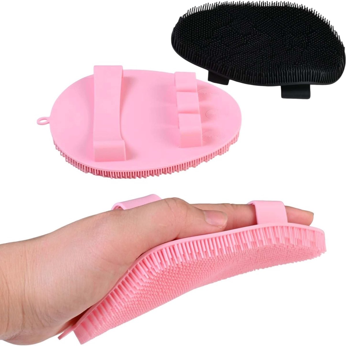Silicone lichaamsborstel 2 stuks - zacht en elastisch - huidvriendelijk - voor effectieve reiniging - ShopVlot