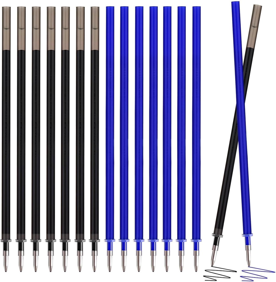 Vulpen navullingen 0,7mm - 16 stuks - 8 blauw, 8 zwart - uitwisbaar met gum - ideaal voor school en kantoor - ShopVlot
