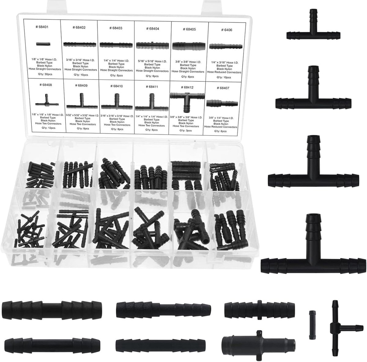 Hose connector set 113-delig - T-connector 4mm 5mm 6mm - hoogwaardig PP kunststof - ideaal voor irrigatiesystemen - ShopVlot