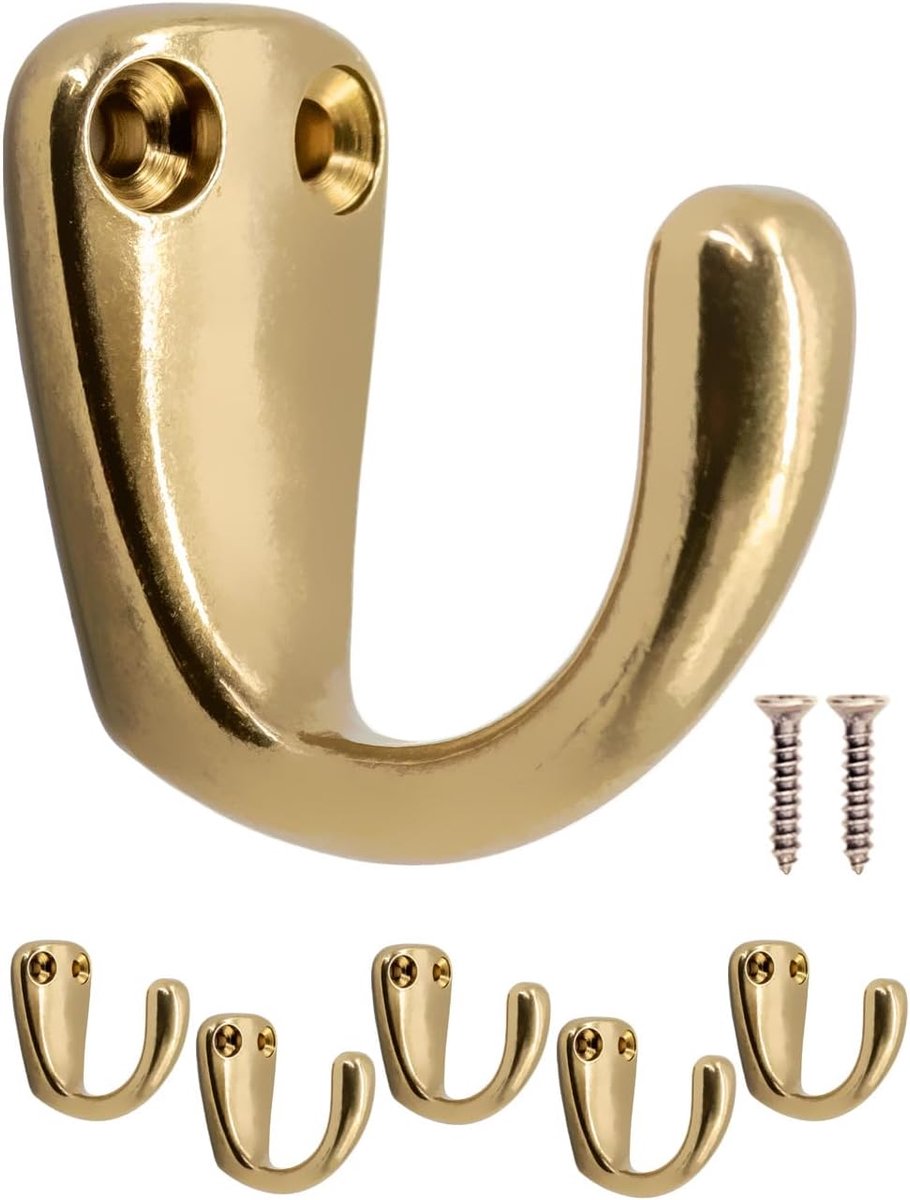 Kledinghaken set van 5 - vintage design - gouden look - perfect voor jassen of handdoeken - ShopVlot