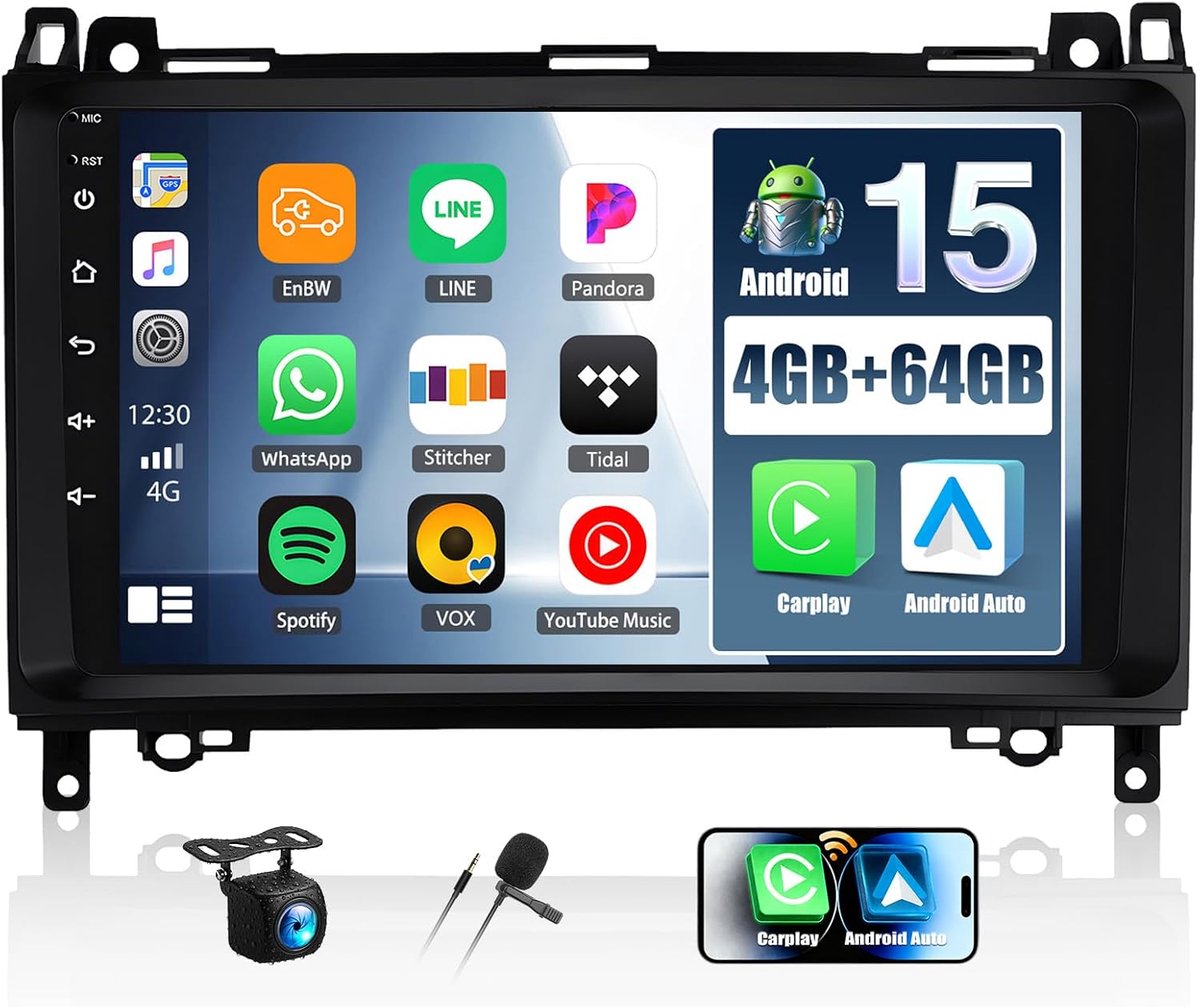 Car Radio Android 13 - 9" Touchscreen - 4GB RAM / 64GB Opslag - Draadloze Carplay en Android Auto - ShopVlot