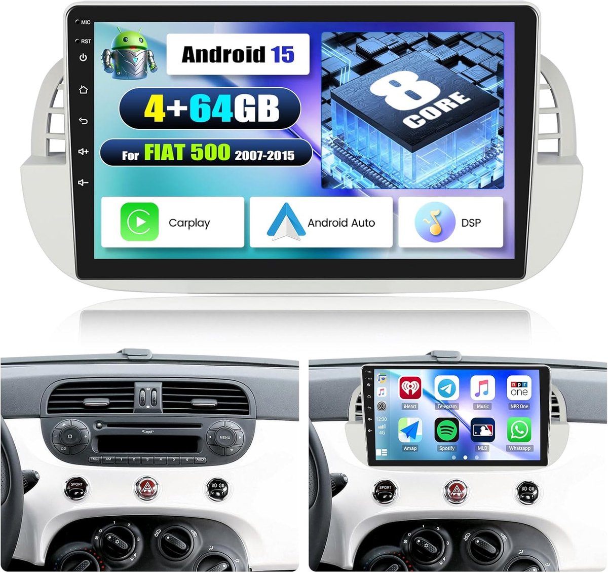 Auto radio 9 inch - Android 13 - 4GB RAM + 64GB opslag - Met GPS en Bluetooth 5.0 - ShopVlot