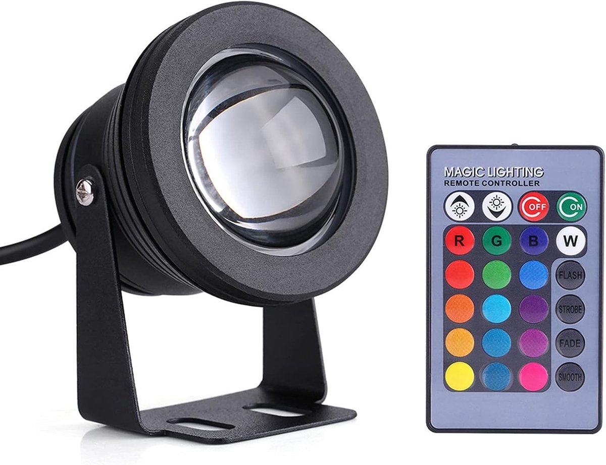 Krachtige 10W 12V RGB LED-spot voor buitenverlichting, regendicht met afstandsbediening en verstelbare standaard voor jacht en aquariumfonteinvijver