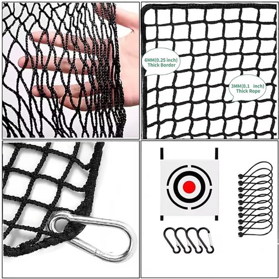 Golf Training Net 3m x 4.5m - Zwart Polyester - Met Doelwit Schijf - Ideaal voor Tuintraining - ShopVlot van GOLF — afbeelding 5