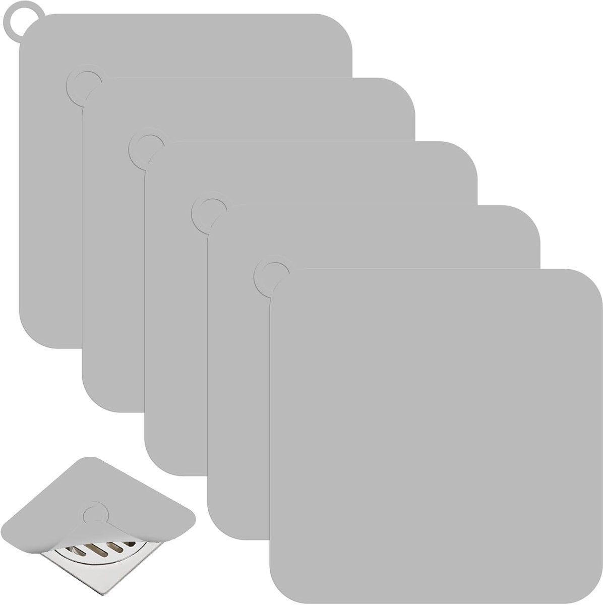 5 stuks anti-geur doucheafdekking, 20 × 20 cm, siliconen, vierkant, geurafvoer, vloerafvoermat, anti-geur afvoerstop - ShopVlot