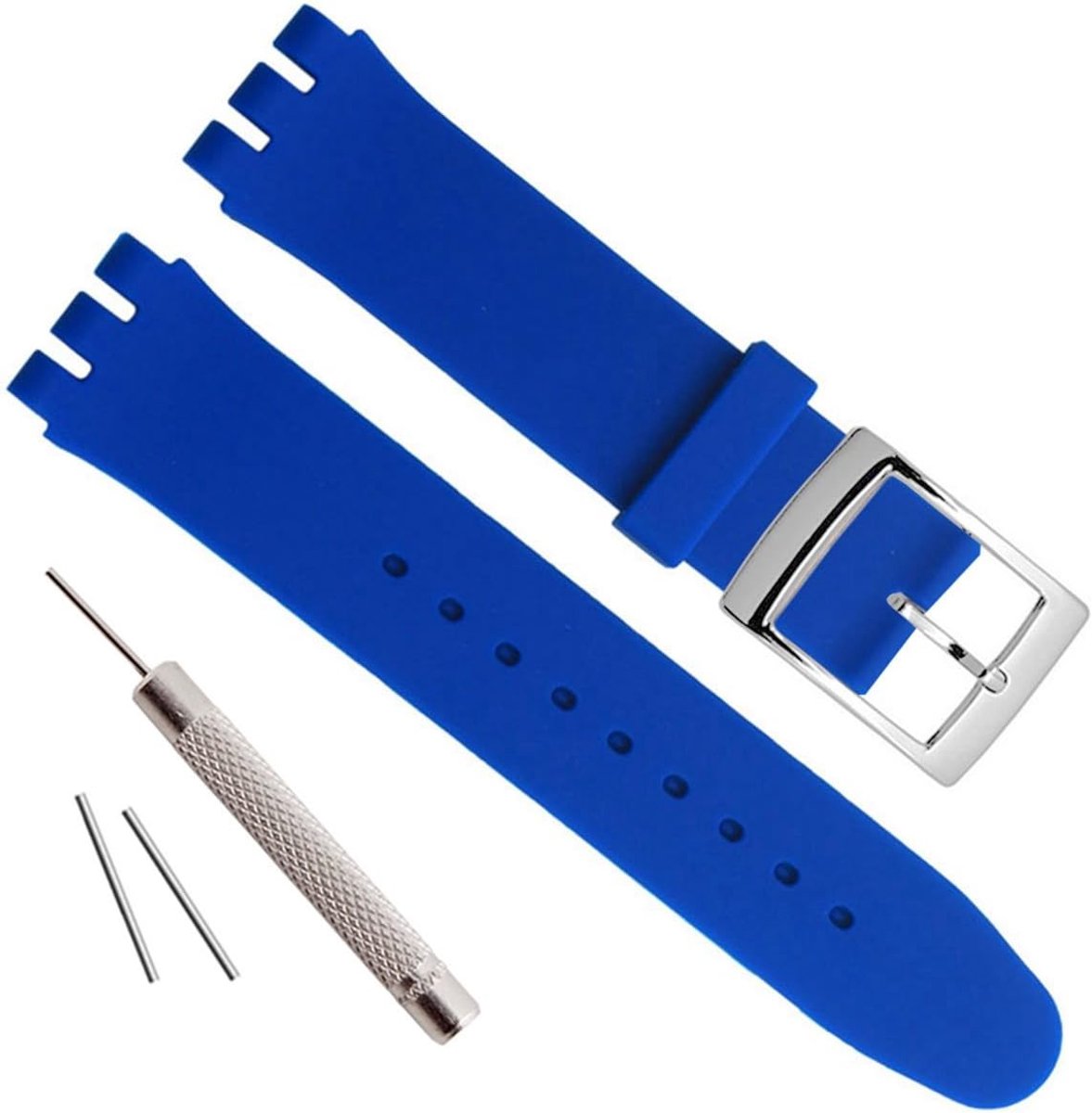 Rubber watch band with silver plated stainless steel buckle, waterproof - ShopVlot
