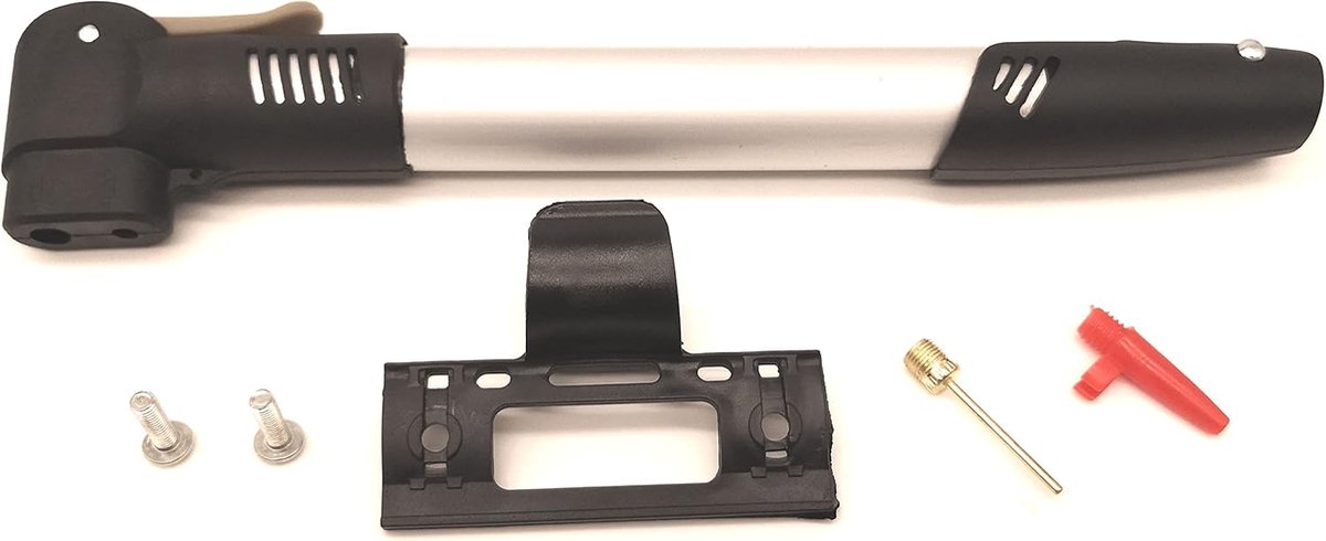 Bicycle pump air pump all valves portable 100 psi 6.9 bar with holder ball needle and air nozzle 28 cm - ShopVlot