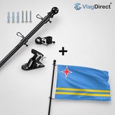 VlagDirect - Compleet vlaggenpakket - Zwarte vlaggenstok inclusief vlaggenstokhouder + Arubaanse vlag - Aruba vlag - 90 x 150 cm.