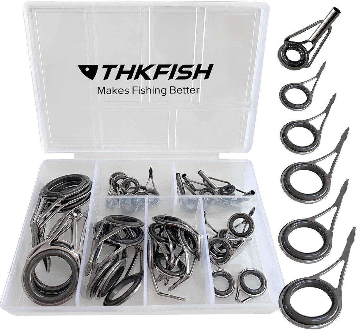 THKFISH Fishing Rod Repair Kit, Rod End Repair Kit, Ceramic Ends, Stainless Steel Carbon Casting Rod Guides, Rod - ShopVlot