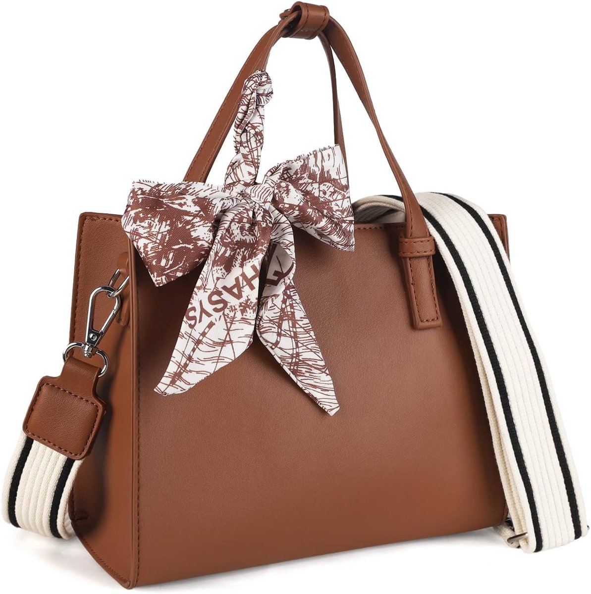 Gladdon small handbag ladies tote bag shoulder bag with handle crossbody bag with elegant bow, shopper with scarf - ShopVlot